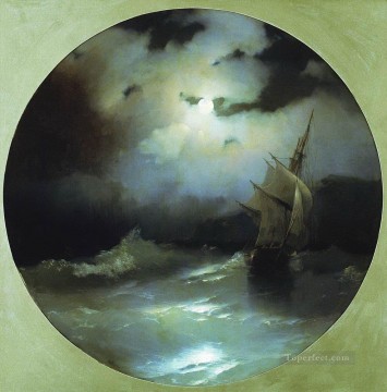  wave Oil Painting - Ivan Aivazovsky sea on a moonlit night Ocean Waves